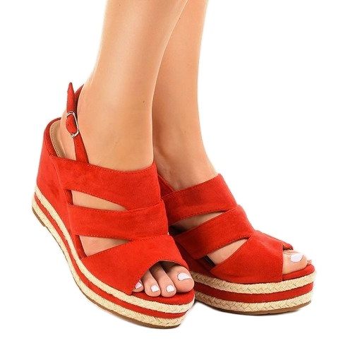 Espadrile roșii, sandale cu pană FG6 roșu 1 Espadrile roșii, sandale cu pană FG6 roșu 1
