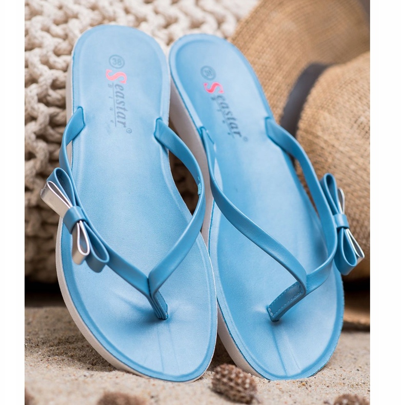 Seastar Flip-flops With A Bow albastru 2