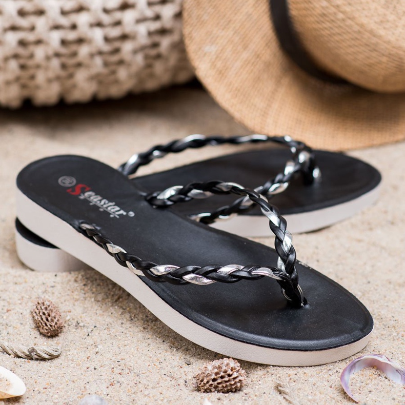Seastar Flip-flops negre împletite negru 1 Seastar Flip-flops negre împletite negru 1