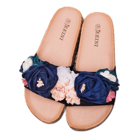 SHELOVET Papuci negri cu pătrate negru 2 SHELOVET Papuci negri cu pătrate negru 2