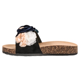 SHELOVET Papuci negri cu pătrate negru 1 SHELOVET Papuci negri cu pătrate negru 1