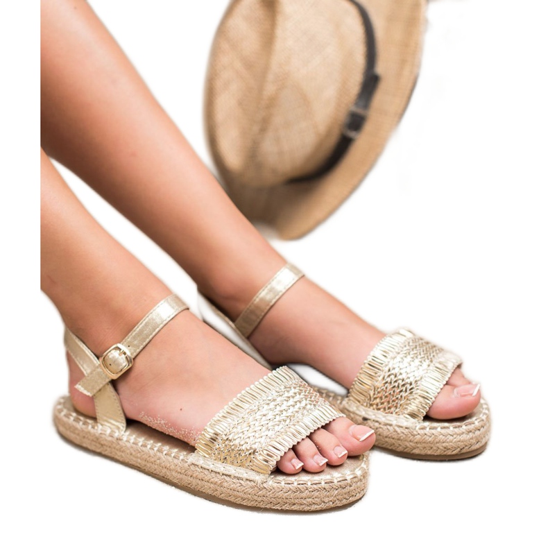 Small Swan Sandale Espadrile Aurii de aur 2