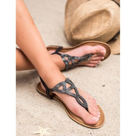 Queen Vivi Sandale plate pentru femei negru 2