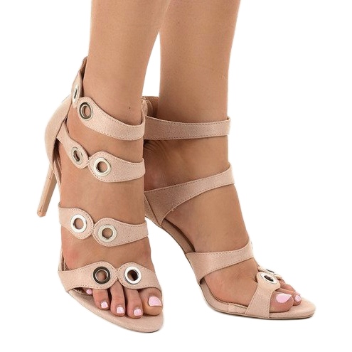 Tocuri înalte din piele de căprioară bej 0631-3 2