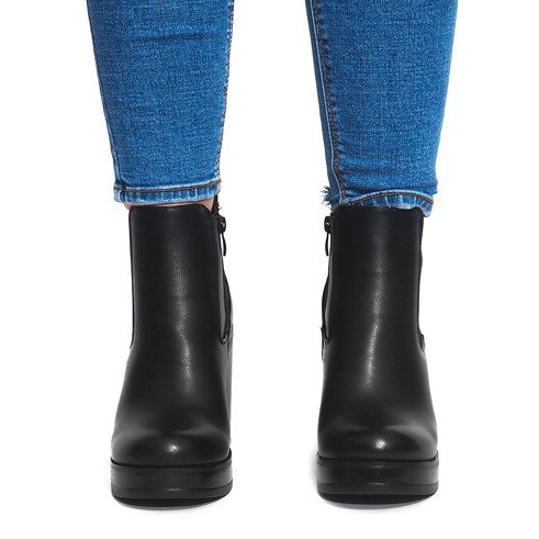 Cizme pe toc cu Elastic X9098 Negru 1