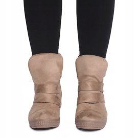 Adidași cu pană cu velcro 1703 Camel maro 2