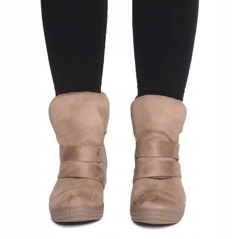 Adidași cu pană cu velcro 1703 Camel maro 2