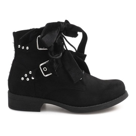 Ghete din piele de căprioară cu arcuri QQ660 Negru 1
