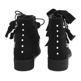 Ghete din piele de căprioară cu arcuri QQ660 Negru 2