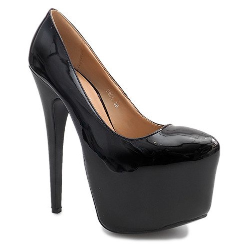 Știfturi înalte lacate pe platformă D905 Negru 1