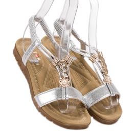 Top Shoes Sandale decorate cu argint gri 1