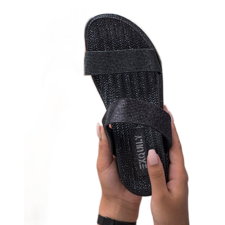 EXQUILY Papuci de cauciuc la modă negru 1