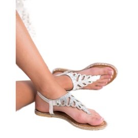 SHELOVET Sandale cu flip-flops cu cristale gri 2 SHELOVET Sandale cu flip-flops cu cristale gri 2