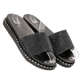 SHELOVET Papuci din cauciuc cu zirconiu cubic negru 1