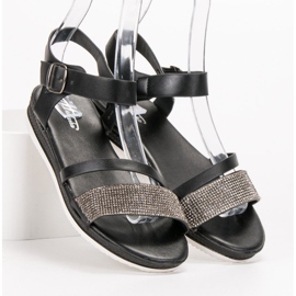SHELOVET Sandale la modă cu zirconiu cubic negru 1