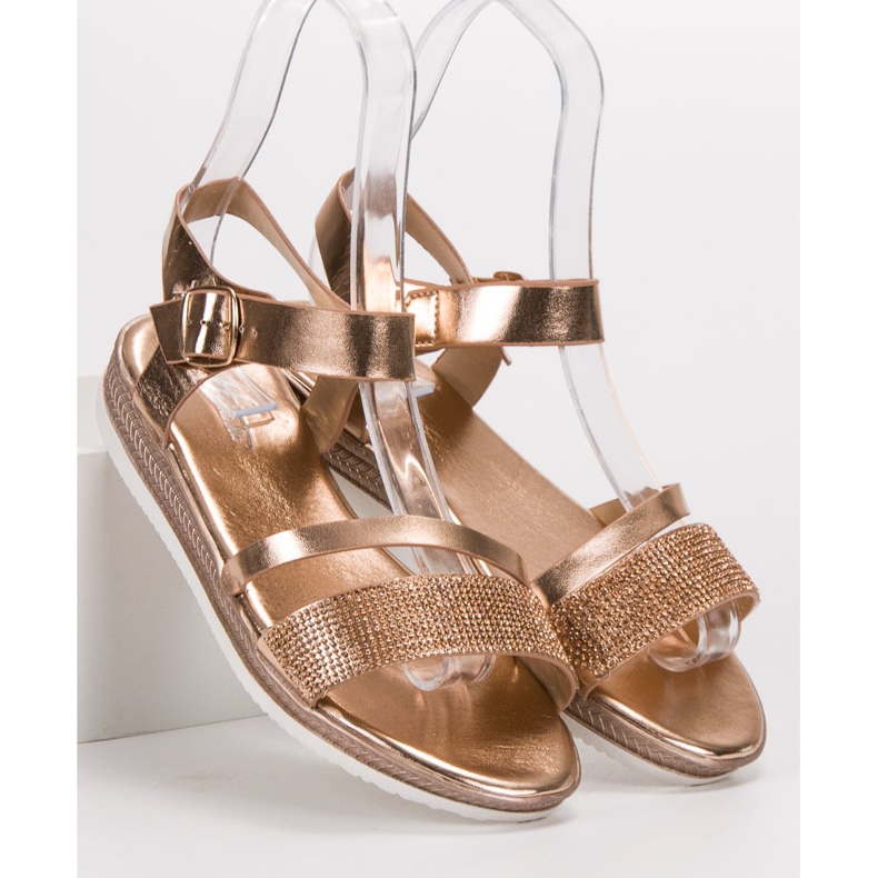 SHELOVET Sandale la modă cu zirconiu cubic roz galben 1