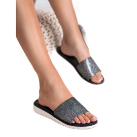 Fashion Papuci strălucitori la modă negru 2 Fashion Papuci strălucitori la modă negru 2