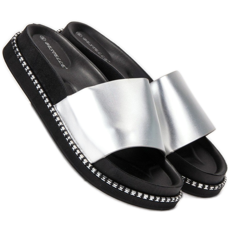 Bestelle Papuci argintii pentru femei gri 2