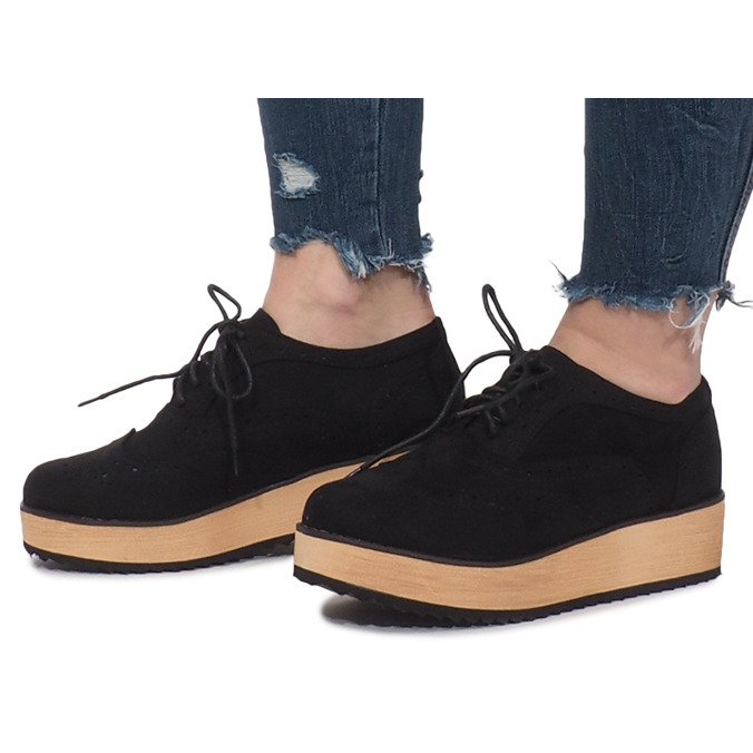 Black Brogues pe platforma Danielle negru 1