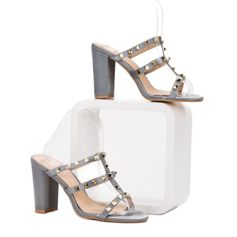 SDS Sandale rock pe tocuri înalte gri 1