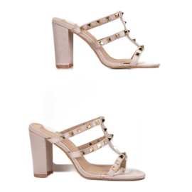 SDS Sandale rock pe tocuri înalte maro 2