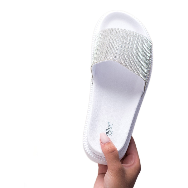 SHELOVET Papuci Cu Cristale alb 2