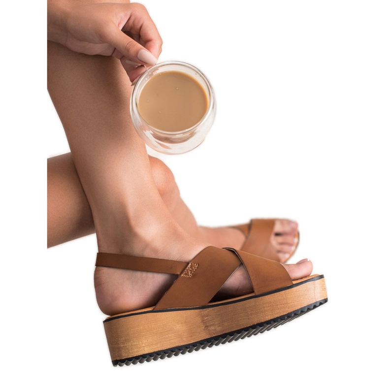 SHELOVET Sandale pe platformă maro 2