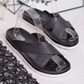 Emaks Papuci negri cu sclipici negru 2