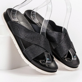 Emaks Papuci negri cu sclipici negru 1