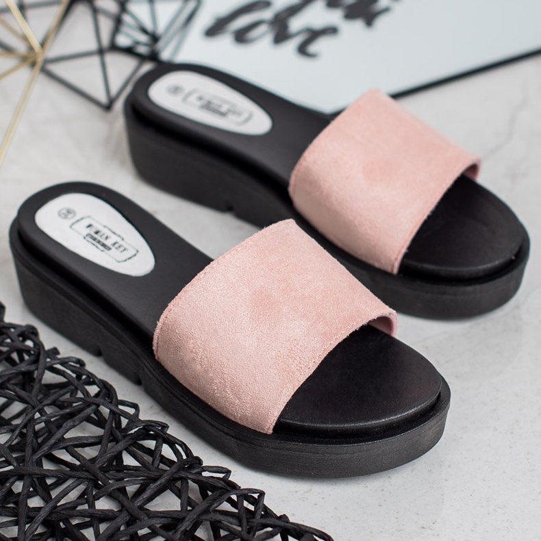 SHELOVET Sandale cu pană roz 1