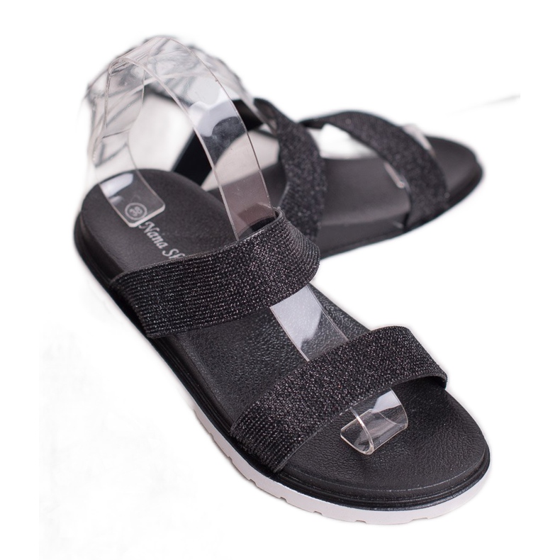 SHELOVET Papuci din cauciuc cu sclipici negru 1 SHELOVET Papuci din cauciuc cu sclipici negru 1