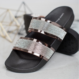 Ideal Shoes Papuci pentru femei cu zirconiu cubic gri 1