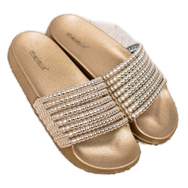 Bestelle Papuci din cauciuc cu margele galben 2