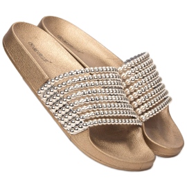 Bestelle Papuci din cauciuc cu margele galben 1