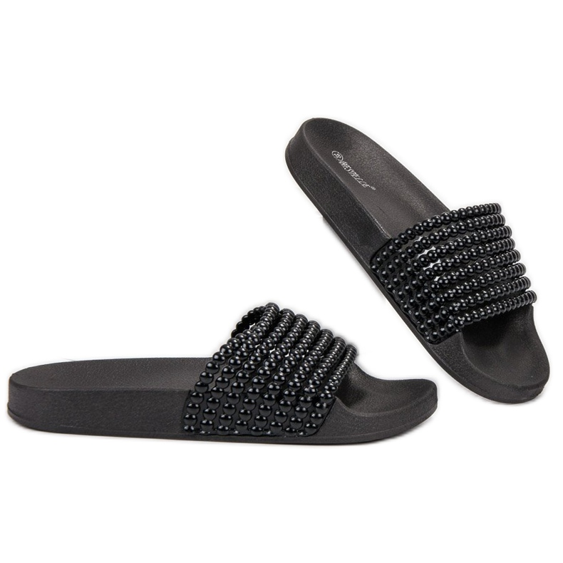 Bestelle Papuci din cauciuc cu margele negru 1
