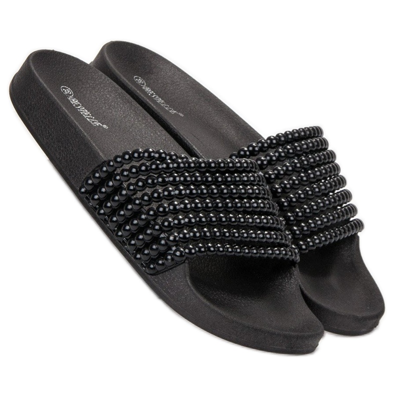 Bestelle Papuci din cauciuc cu margele negru 2 Bestelle Papuci din cauciuc cu margele negru 2