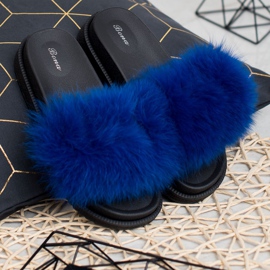 SHELOVET Papuci Cu Blana albastru 1
