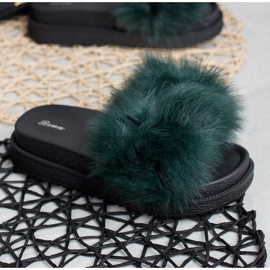 SHELOVET Papuci Cu Blana verde 2 SHELOVET Papuci Cu Blana verde 2