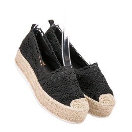 SHELOVET Espadrile din dantelă negru 1 SHELOVET Espadrile din dantelă negru 1