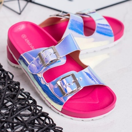 Ideal Shoes Papuci cu cataramă Holo gri 1 Ideal Shoes Papuci cu cataramă Holo gri 1