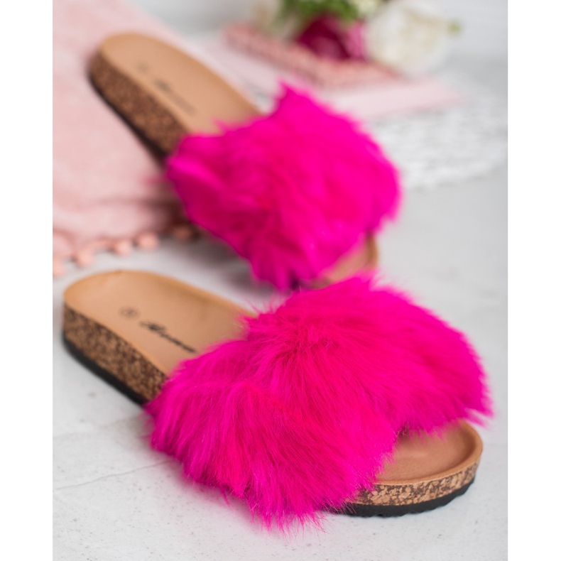 Bona Papuci Cu Blana roz 1 Bona Papuci Cu Blana roz 1