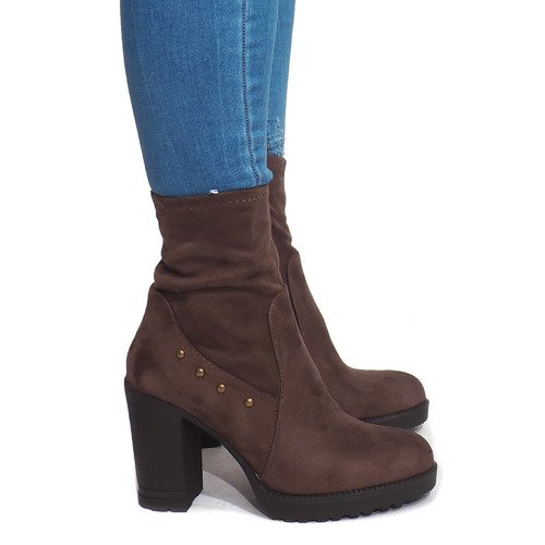 Cizme de piele întoarsă BG-59 Taupe maro multicolor 1