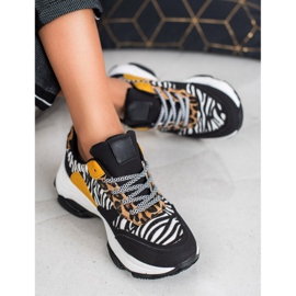 SHELOVET Adidași cu imprimeu animal negru multicolor 2