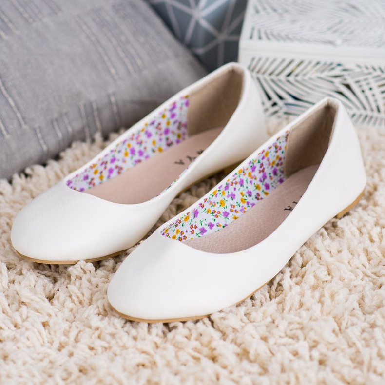 SHELOVET Balerini casual alb 1 SHELOVET Balerini casual alb 1