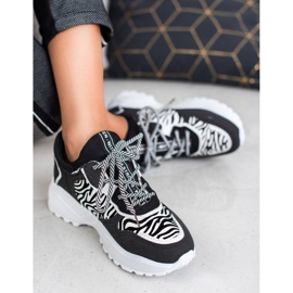 SHELOVET Adidași la modă cu imprimeu Zebra alb negru 1