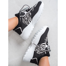 SHELOVET Adidași la modă cu imprimeu Zebra alb negru 2