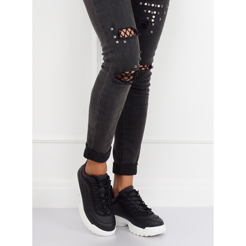 Pantofi sport negri D1909 NEGRU / ALB 1