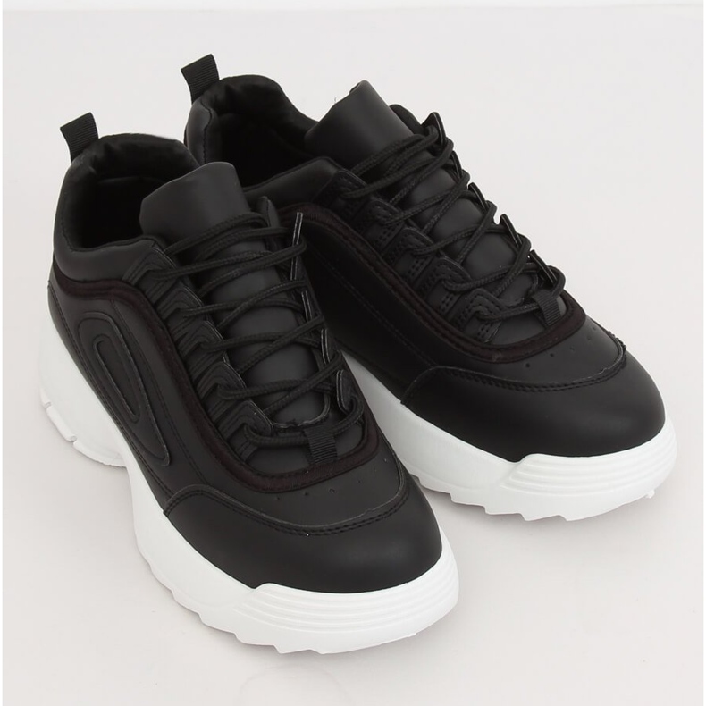 Pantofi sport negri D1909 NEGRU / ALB 2