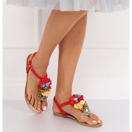 Flip-flops cu flori roșii L518 Roșu roşu 2