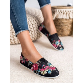 SHELOVET Slipony în flori negru multicolor 2